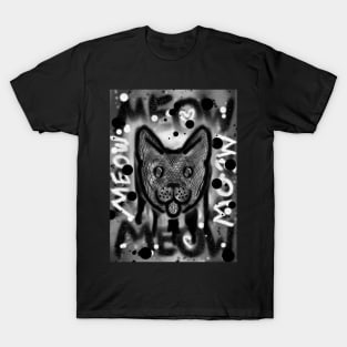 Spray Paint Cat V3 (Black & White) T-Shirt